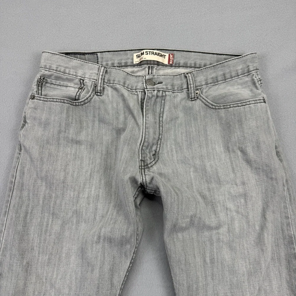 Levi's 514 Mens Gray Denim Jeans Size 36x29 Slim Straight Fit‎ Mid Rise